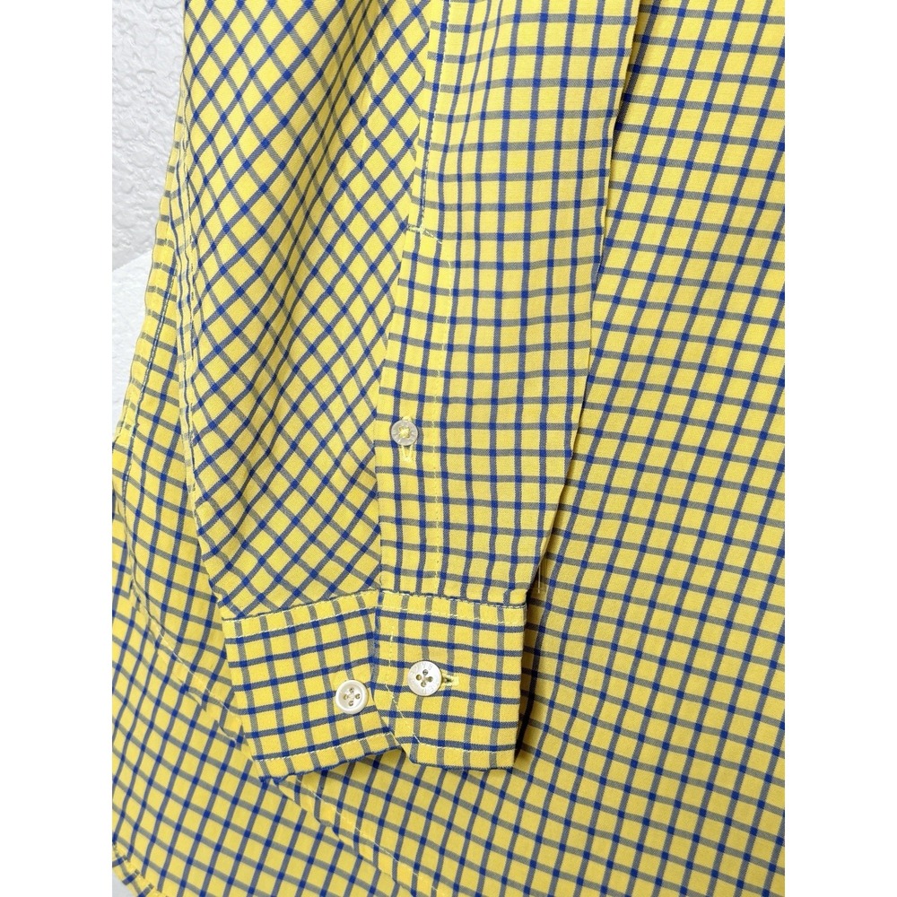 Vintage Ted Baker Shirt Specialist London Mens 4 Yellow Blue Check Button Up XL - Picture 13 of 16